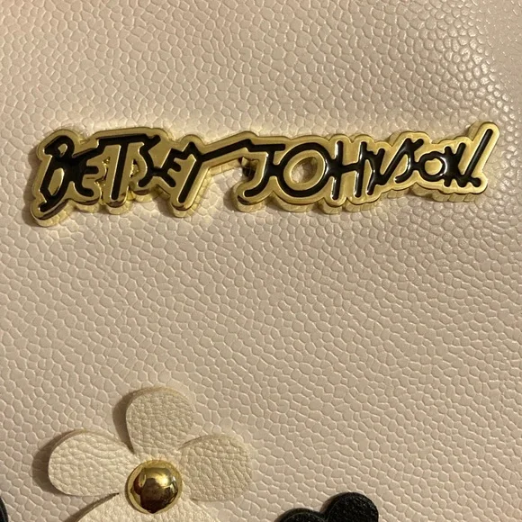 Betsey Johnson NEW Large Black & White Floral Stripe Tote Hard to Find! RaRe! - Picture 7 of 12